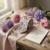 Elegante Bloemige Pastel Hydrangea Roos Stropdas