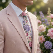 Elegante Bloemige Pastel Hydrangea Roos Stropdas