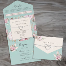 Elegante bloemige pastel roze en blauwe trouwdag