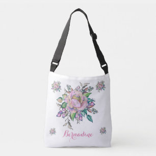 Elegante bloemige pastel waterverf personaliseren crossbody tas