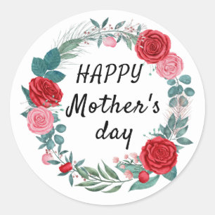 Elegante bloemige Personaliseer Moederdag Ronde Sticker