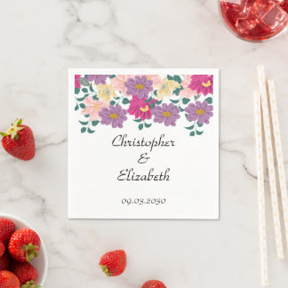 Elegante Bloemige Persoonlijke Huwelijk Servet