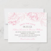 Elegante bloemige pioenroos trouwjurk roze grijs save the date (Voorkant)