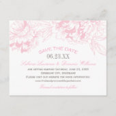 Elegante bloemige pioenroos trouwjurk roze grijs save the date (Voorkant)
