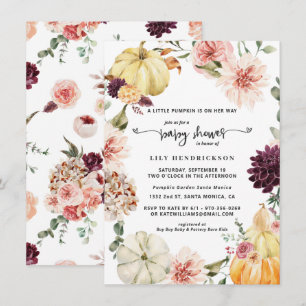 Elegante Bloemige Pompoen Herfst Baby Shower