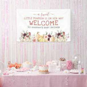 Elegante Bloemige Pompoen Herfst Baby Shower Spandoek