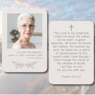 Elegante bloemige Psalm 23 rouwkaart Visitekaartje