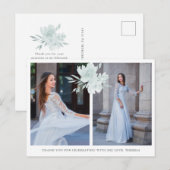 Elegante Bloemige Quinceanera Dankjewel Met Twee F Briefkaart (Voorkant / Achterkant)
