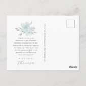 Elegante Bloemige Quinceanera Dankjewel Met Twee F Briefkaart (Achterkant)