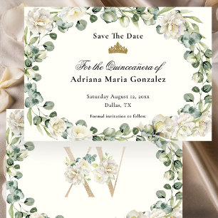 Elegante bloemige Quinceanera Save The Date-kaart Date