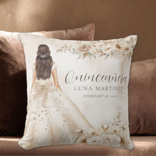 Elegante bloemige Quinceañera-waterverfbaljurk Kussen