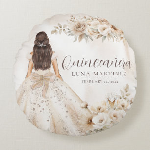 Elegante Bloemige Quinceañera-waterverfbalskleding Rond Kussen