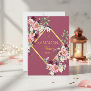 Elegante bloemige Ramadan Kareem wenskaart  Kaart