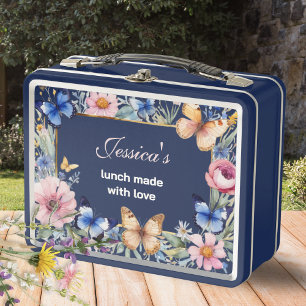 Elegante Bloemige Retro Mooie Marineblauwe Persoon
