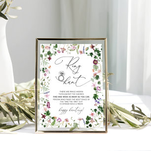 Elegante bloemige ring zoek bridal shower spel bor poster