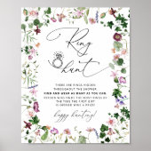 Elegante bloemige ring zoek bridal shower spelbord poster (Voorkant)
