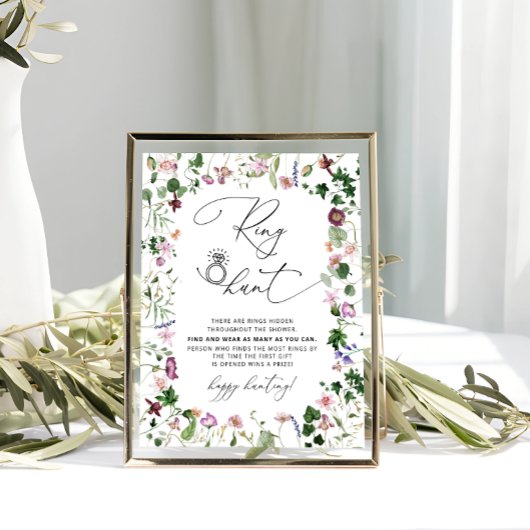 Elegante Bloemige Ringjacht Bruidsdouche Spel Bord Poster