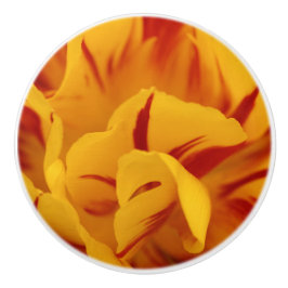 Elegante Bloemige Rode en Gouden Monsella Tulpen Keramische Knop