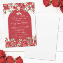 Elegante Bloemige Rode Quinceanera