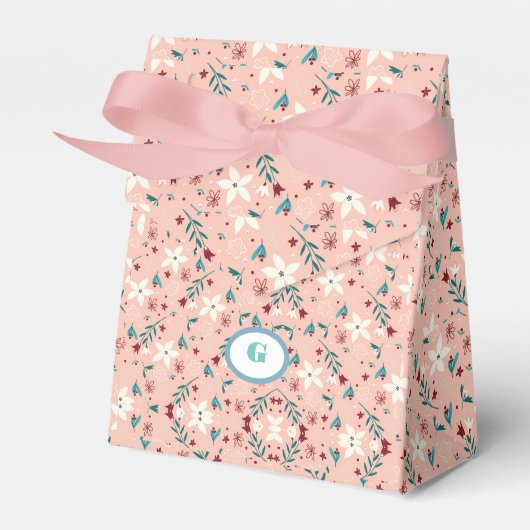 Elegante bloemige roze bedankdoosjes (Voorkant Zijde)