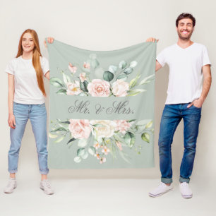 Elegante bloemige roze blos waterverf meneer & mev fleece deken