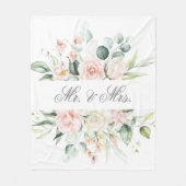 Elegante bloemige roze blos waterverf meneer & mev fleece deken (Voorkant)