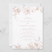 Elegante bloemige roze vintage trouw  kaart (Voorkant)