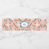 Elegante bloemige roze waterfles etiket (Enkel label)