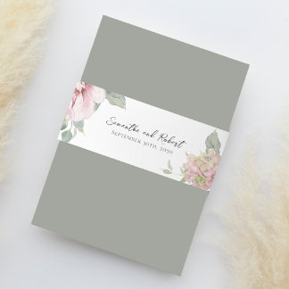 Elegante bloemige roze waterverf uitnodigingen wikkel