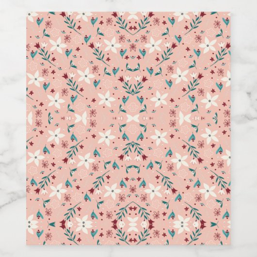 Elegante bloemige roze  wijn etiket (Enkel label)