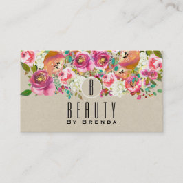 Elegante Bloemige Rustieke Chic Kraft Glam Douane Visitekaartje