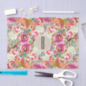 Elegante Bloemige Rustieke Kraft Monogram Shabby C Tissuepapier (Craft)