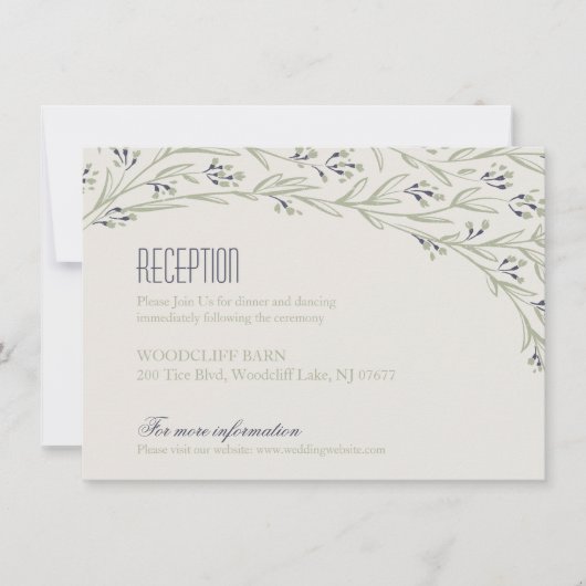 Elegante bloemige rustieke trouwontvangstkaart kaart (Voorkant)