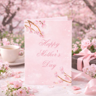 Elegante Bloemige Sakura Groet voor Moeder Kaart