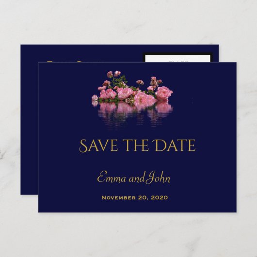Elegante bloemige save the date-aankondiging postk feestdagenkaart (Voorkant / Achterkant)