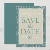 Elegante bloemige 'save the date'-aankondigingskaa aankondiging (Voorkant / Achterkant)