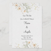 Elegante Bloemige Save The Date Bruiloft Kaart (Voorkant / Achterkant)