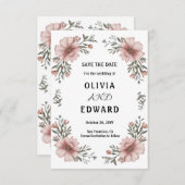 Elegante bloemige Save the Date-huwelijksaankondig Save The Date (Voorkant / Achterkant)