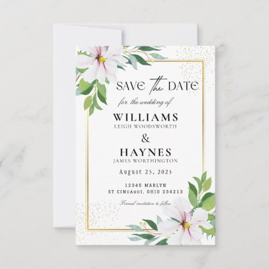 Elegante Bloemige Save the Date Kaart (Voorkant)
