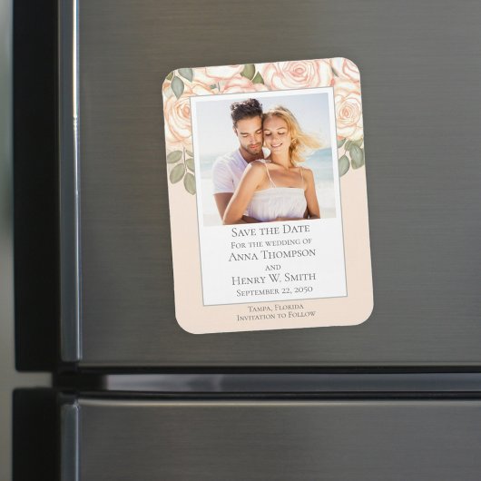 Elegante Bloemige "Save the Date" Trouwfoto Magneet