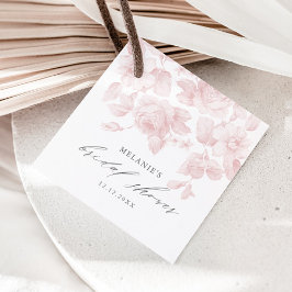 Elegante Bloemige Script Roze Bruidsuitnodiging Bedankjes Labels