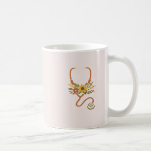 Elegante Bloemige Stethoscoop Waterverf Verpleegst Koffiemok