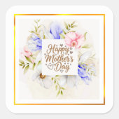Elegante bloemige sticker 'Gelukkige Moederdag' (Voorkant)