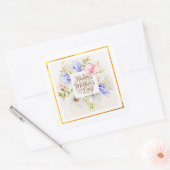 Elegante bloemige sticker 'Gelukkige Moederdag' (Envelop)