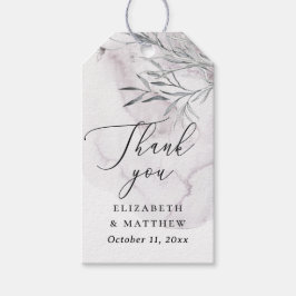 Elegante bloemige stoffige paarse trouw bedankt  cadeaulabel