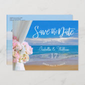 Elegante bloemige strand zomer bruiloft Save the D Aankondigingskaart (Voorkant / Achterkant)