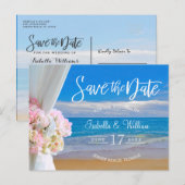 Elegante bloemige strand zomer trouw save the date aankondigingskaart (Voorkant / Achterkant)