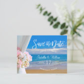 Elegante bloemige strand zomer trouw save the date aankondigingskaart (Staand voorkant)