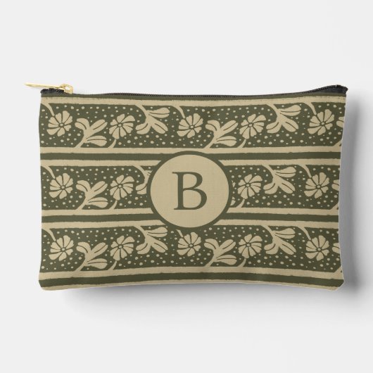 Elegante bloemige strepen Beige en Sage Green Etui (Voorkant)