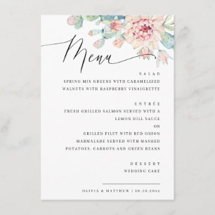 Elegante Bloemige Succulente Trouw. Botanisch Dine Menu